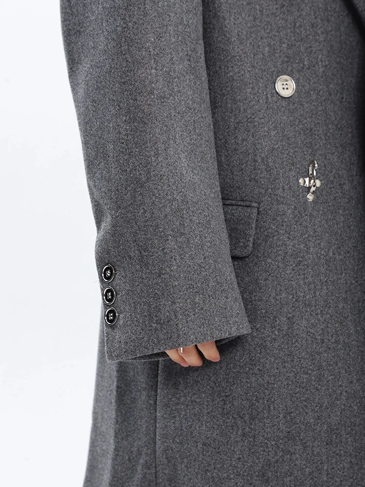 Long Double-Breasted Coat With Silver Accents 3 Long Double-Breasted Coat With Silver Accents - Image 3
