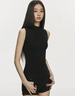 Sheer Back Sleeveless Mesh Top With Tie Neck Detail -Modern Wear Shop 4f469e06f97630c58298bfc937bc7a36