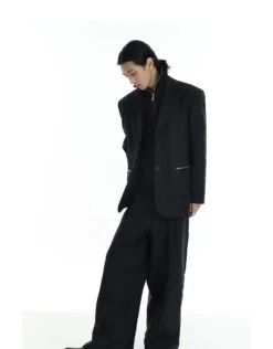 Structured Single Breasted Blazer With Zip Details -Modern Wear Shop 4f65503bf78c0b5bbcff4896a10f6057