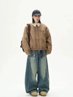 Suede Bomber Jacket With Contrast Corduroy Collar -Modern Wear Shop 4f71ecc975f77eba6fa5cc8bc247bc40