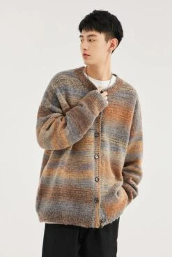 Striped Abstract-Effect Oversized Knit Cardigan -Modern Wear Shop 4fced2b5b5ae76db67bee30be1f60ae0