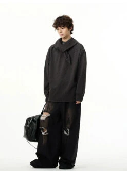 Drop Shoulder Sweatshirt With Scarf Detail -Modern Wear Shop 4ff132d0036539a7f8fe2d289410d73f