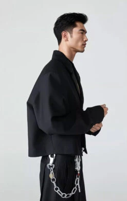 Oversized Mid-Crop Single-Button Notch Lapel Blazer -Modern Wear Shop 4tXfz53RvEK oPGX