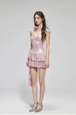 Asymmetric Rosette-Detail Ruffle Skirt One-Piece Swimsuit -Modern Wear Shop 5022f8fb22278ec156b8bae5d5079b4a