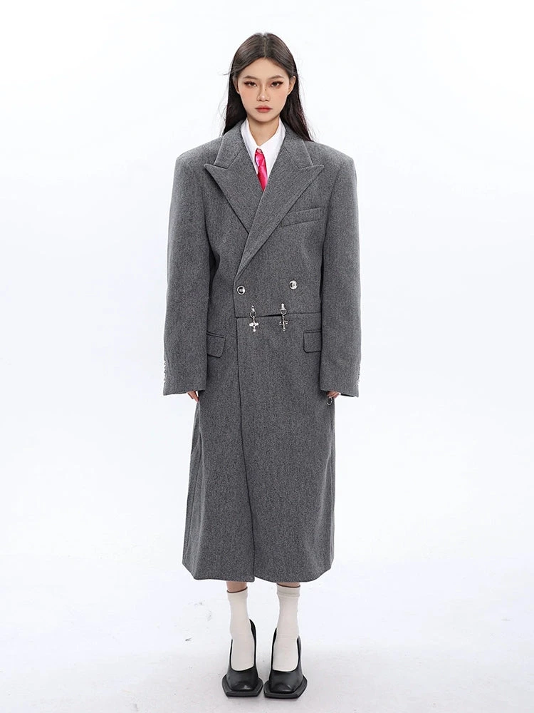 Long Double-Breasted Coat With Silver Accents 7 Long Double-Breasted Coat With Silver Accents - Image 7