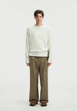 Straight Leg Pleated Trousers With Button Waist And Belt Loops -Modern Wear Shop 504ef585edde3dd2e8d4e548aa27b386