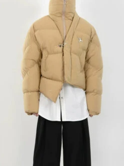 Asymmetric Puffer Jacket With Fireman Clasp Buckle -Modern Wear Shop 50537d0d58f1b33264903a057d7c2ea6