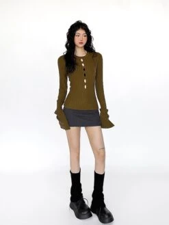 Flare Long Sleeve Ribbed Knit Top With Cutouts 31 Flare Long Sleeve Ribbed Knit Top With Cutouts -Modern Wear Shop 50dc1a5a126770cec15519324d5d5d46