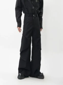 Wide-Leg Zigzag Drape High Waist Trousers -Modern Wear Shop 511f5c5c0db900d61bc2a346c4412e74