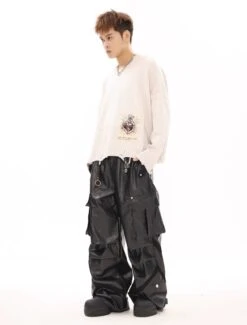 Oversized Cargo Pocket Faux Leather Pants -Modern Wear Shop 5131c0d257ea14c255848b6c2901cc16