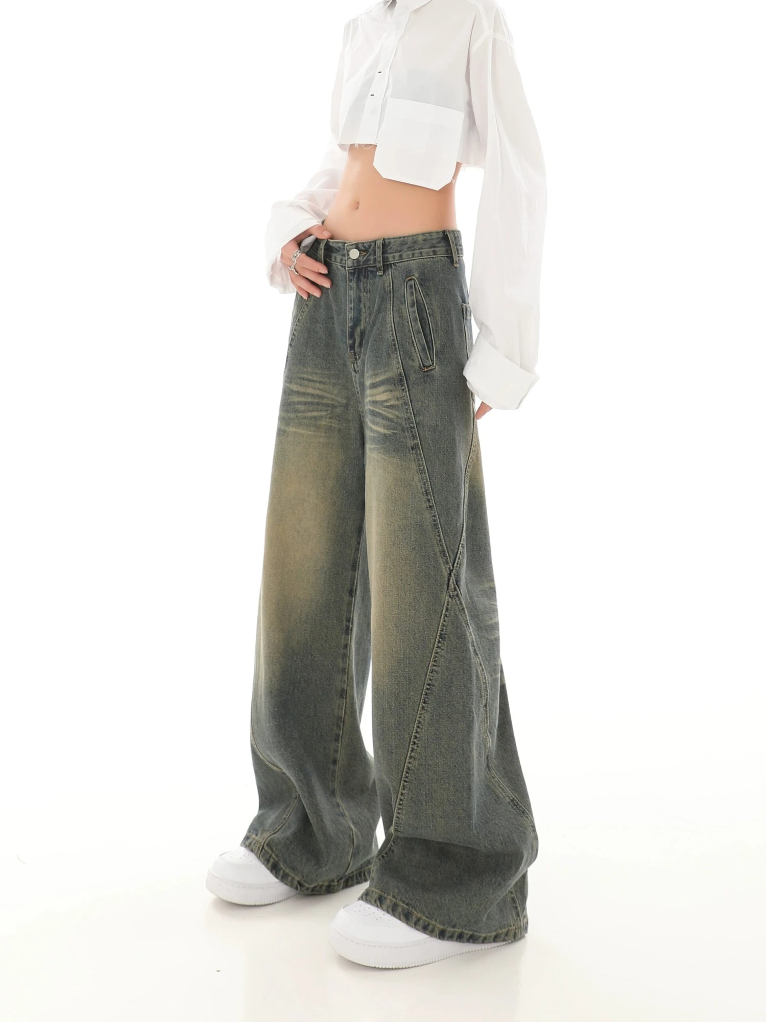 Sandblast Wide-Leg Jeans With Stitch Detail 13 Sandblast Wide-Leg Jeans With Stitch Detail - Image 13
