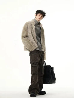 Mid-Crop Faux Fur Stand Collar Zip Jacket -Modern Wear Shop 518e962116974cb4d36efe623bc0568f