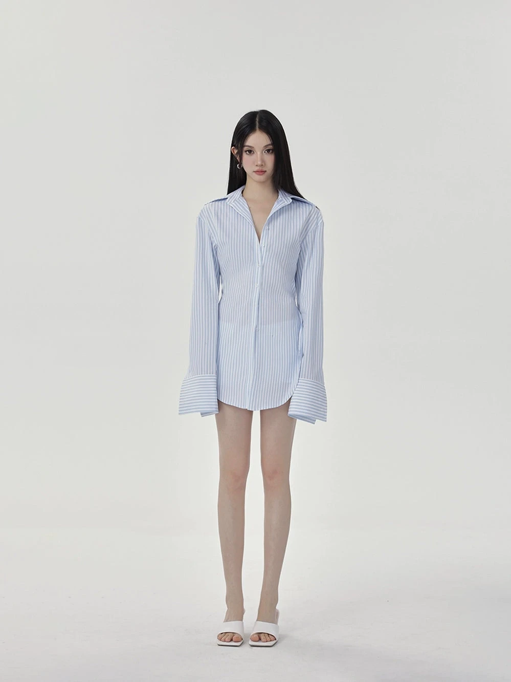 Striped Long-Sleeve Oversized Button-Up Shirt 2 Striped Long-Sleeve Oversized Button-Up Shirt - Image 2