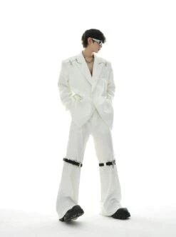 Oversized Double-Breasted Blazer With Peak Lapels And Silver Accents -Modern Wear Shop 524636ddb3a1cab1a7a23abdfbef034a