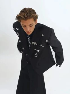 Oversized Embellished Floral Crystal Blazer Jacket -Modern Wear Shop 52495bbb900f0af54709a406655e2870