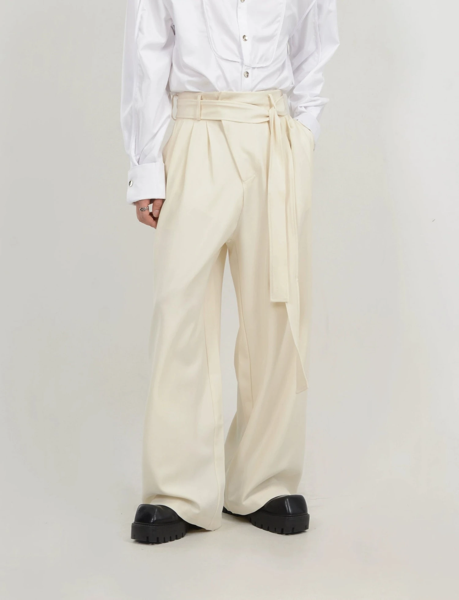 Wide Leg Belted Trousers With Pleat Detail 6 Wide Leg Belted Trousers With Pleat Detail - Image 6