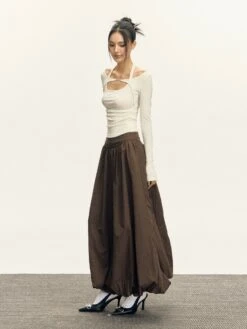 Flowy Maxi Bubble Skirt With Pockets -Modern Wear Shop 5282536cb639bc2a5e042d80b71d7ceb