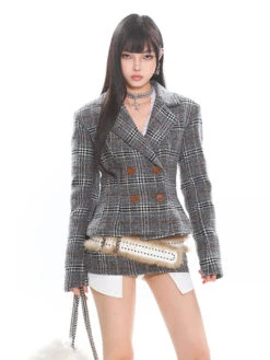 Double-Breasted Plaid Blazer And Micro Mini Skirt Two Piece Set 17 Double-Breasted Plaid Blazer And Micro Mini Skirt Two Piece Set -Modern Wear Shop 52ef03fe4f23b484f1c1cbc06bc56eb4