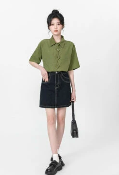 Zigzag Button Collared Top -Modern Wear Shop 52f65c81dbd9620c0dfb7ccf9d101fc7