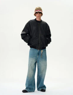 Oversized Distressed Faux Leather Bomber Jacket With Sleeve Pocket 31 Oversized Distressed Faux Leather Bomber Jacket With Sleeve Pocket -Modern Wear Shop 52f91472a951e7d7496255c9e187dfd7