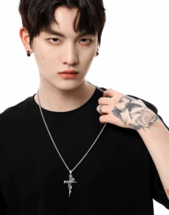 Rose Embellished Cross Pendant Necklace 9 Rose Embellished Cross Pendant Necklace -Modern Wear Shop 52fb8646d29737ad19afd1122709966a