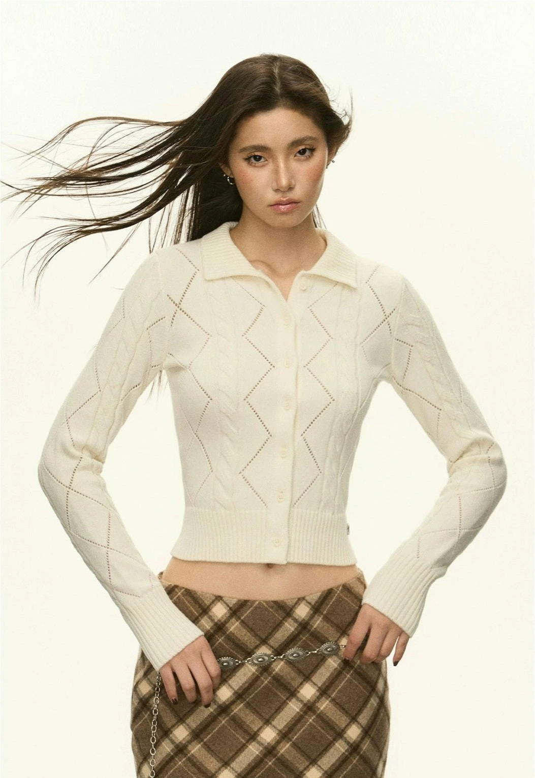 Ribbed Trim Cable Knit Skinny Cardigan 4 Ribbed Trim Cable Knit Skinny Cardigan - Image 4