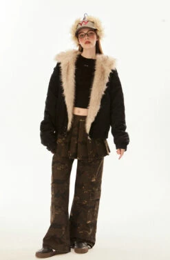 Faux Fur Lined Elastic Hem Hooded Jacket -Modern Wear Shop 5338f7d7467171ceabcca47a21a1a946