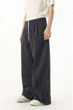 Mock Two-Piece Pinstripe Wide Leg Trousers With Elastic Waist -Modern Wear Shop 534c6ef6b181bf39b5eb691d7ba5e849