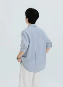 Short Sleeve Lightweight Button-Up Shirt With Chest Pocket 6 Short Sleeve Lightweight Button-Up Shirt With Chest Pocket -Modern Wear Shop 537ef611151601142b524a4d471c6663