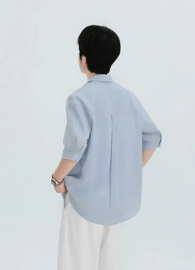 Short Sleeve Lightweight Button-Up Shirt With Chest Pocket 3 Short Sleeve Lightweight Button-Up Shirt With Chest Pocket - Image 3