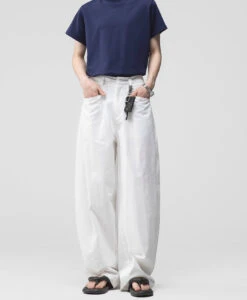 Wide Leg Utility Trousers With Belt Loop
