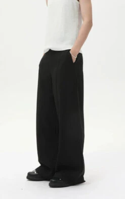 Wide Leg Pleated Tailored Trousers With Stitching Details -Modern Wear Shop 53beac88644404eca953969cd595b342
