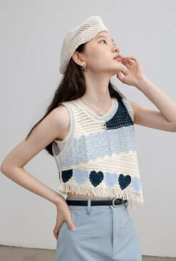Asymmetric Color Block Sleeveless Knit Top -Modern Wear Shop 53cafb93443615490a85af7df8e0cab3