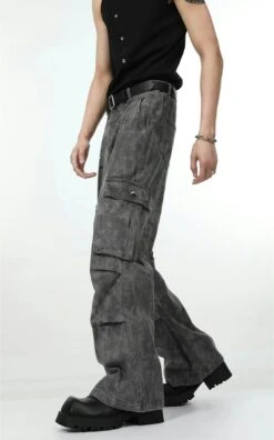 Faded Camo-Wash Multi-Pocket Cargo Trousers -Modern Wear Shop 53f9b60535c1631b65fead360e42469b