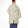 Oversized Stand Collar Puffer Coat With Scarf