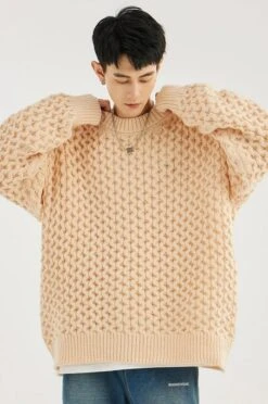 Cable Knit Ribbed Trim Sweatshirt -Modern Wear Shop 546ea660270afbb9038ef61adbc79a7e