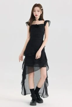 Tiered Ruffle Midi Dress With Floral Detail -Modern Wear Shop 5505ca43a4f5c0463fe42f8203fba198