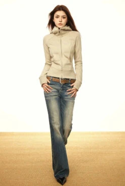 Skinny High Collar Hoodie Zip Jacket -Modern Wear Shop 550fc89401a354b15312287127936501