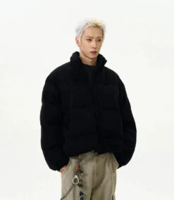 Textured Mid-Crop Puffer Jacket With Ribbed Pocket Details -Modern Wear Shop 5534ba85d8bbb8d0e411a8e69d65d293