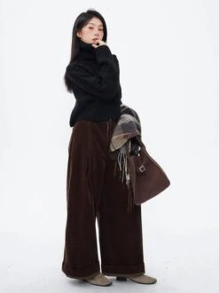 Drop Shoulder Turtleneck Ribbed Knit Top -Modern Wear Shop 553bd85700c785cdbd50bd61b2fcdb68