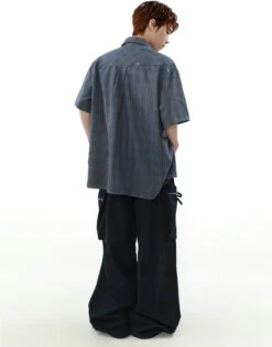 Oversized Plaid Button-Up Short Sleeve Shirt -Modern Wear Shop 557c78bf2385be564ba5ccc9e2877485