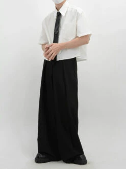 Oversized Short Sleeve Mid-Crop Shirt With Chest Pocket Detail -Modern Wear Shop 566900ac9ae2b7eb7501f2a43f377559
