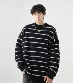 Stripe Oversized Drop Shoulder Knit Sweatshirt 28 Stripe Oversized Drop Shoulder Knit Sweatshirt -Modern Wear Shop 56a6a3485e1de34213cf2a2b2f292a56