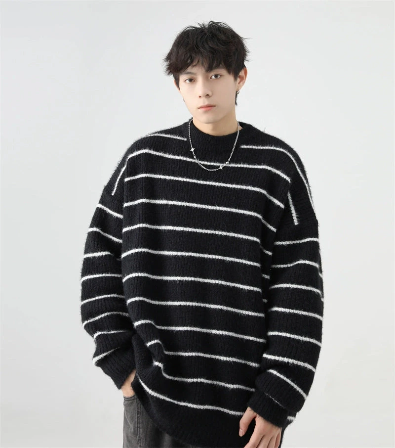 Stripe Oversized Drop Shoulder Knit Sweatshirt 11 Stripe Oversized Drop Shoulder Knit Sweatshirt - Image 11