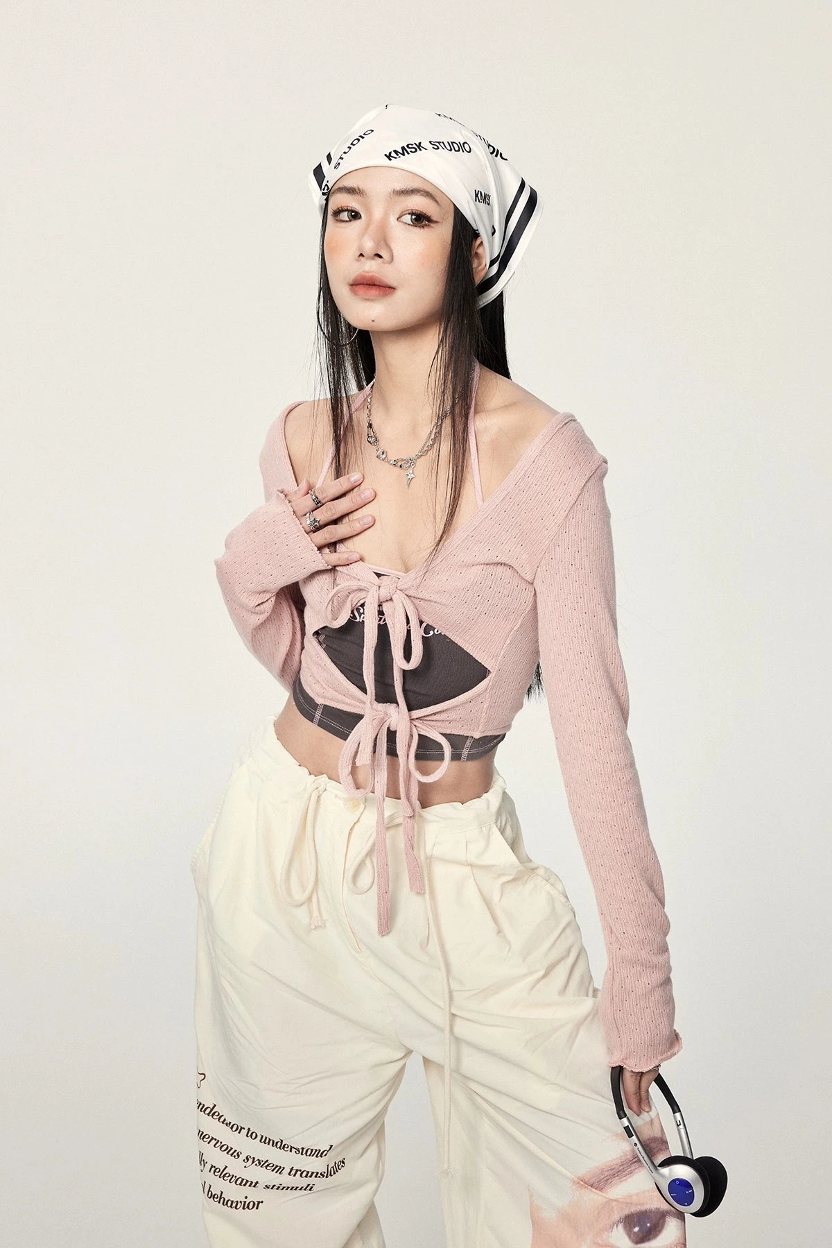 Long Sleeve Crop Top With Lace-Up Detail 17 Long Sleeve Crop Top With Lace-Up Detail - Image 17