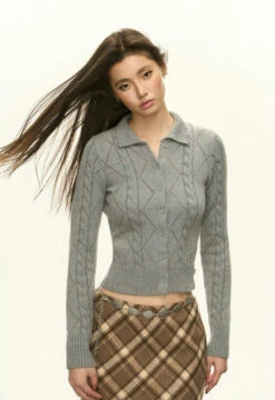 Ribbed Trim Cable Knit Skinny Cardigan 32 Ribbed Trim Cable Knit Skinny Cardigan -Modern Wear Shop 56da8eb5f9029d815925fc24a521ca2e