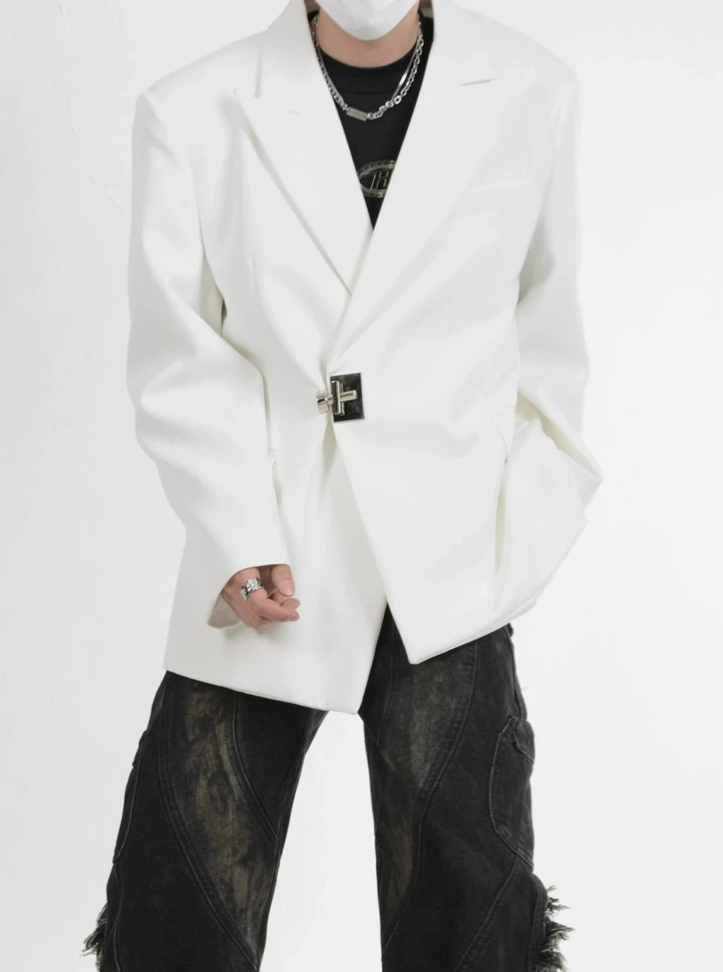 Buckle Detail Oversized Blazer Jacket 11 Buckle Detail Oversized Blazer Jacket - Image 11