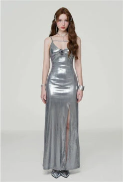 Metallic Sheen Slip Dress With Thigh-High Split 15 Metallic Sheen Slip Dress With Thigh-High Split -Modern Wear Shop 576c0873645ba926baf869e68fab1085