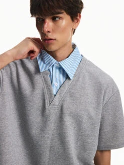 Mock Layered Contrast Collar Short Sleeve Shirt -Modern Wear Shop 577218b21d888ac93b1d52adfec51879