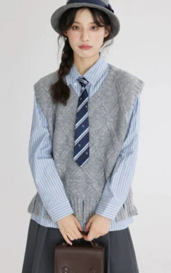 Argyle Cable Knit Tassel Hem Sweater Vest -Modern Wear Shop 577df18d4944ab48cc3b99aa7f937214